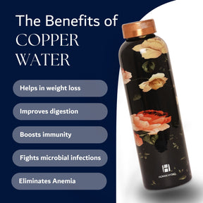 Human Hydro 100% Pure Copper Water Bottle With Meena Prints