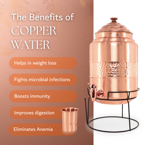 Natural Copper Tapered lid Hammered Water Dispenser