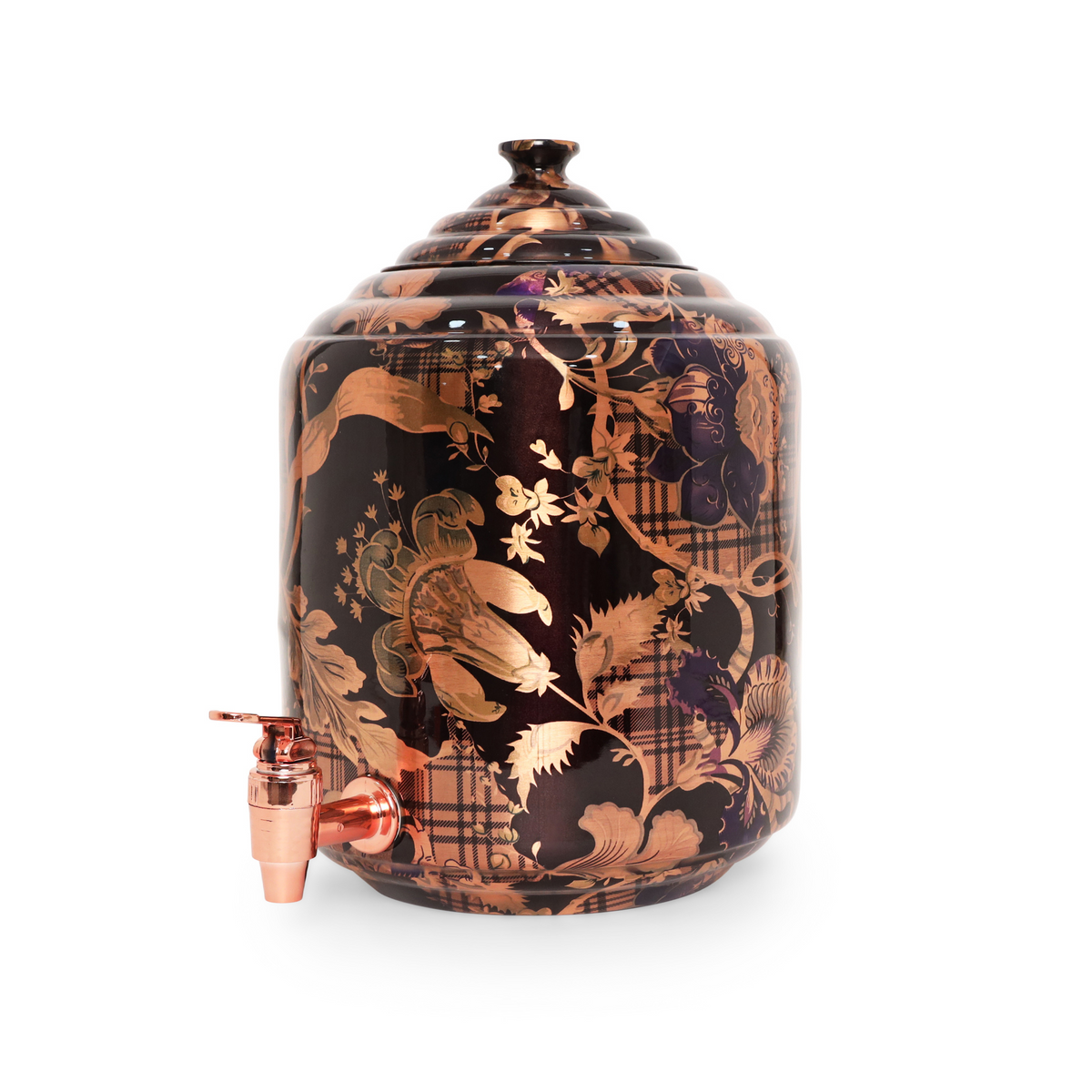 Golden Flower Hammered Copper Water Dispenser