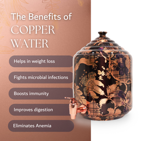 Golden Flower Hammered Copper Water Dispenser