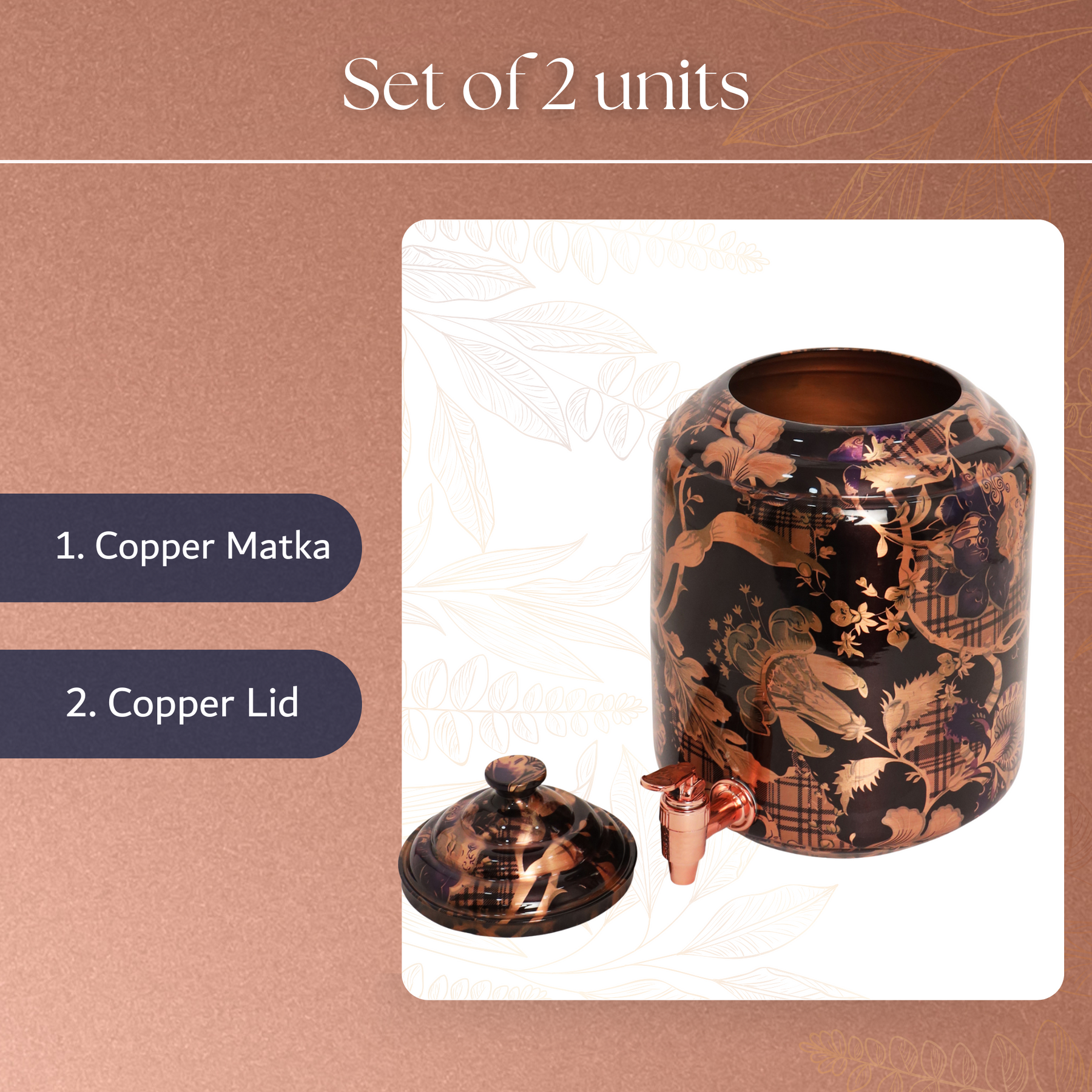 Golden Flower Hammered Copper Water Dispenser