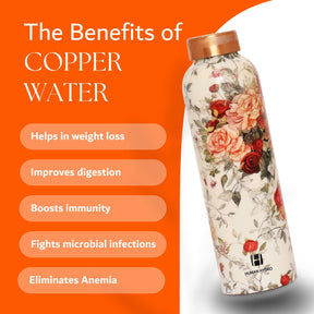 Human Hydro 100% Pure Copper Water Bottle With Meena Prints