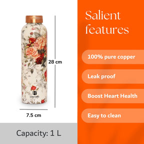 Human Hydro 100% Pure Copper Water Bottle With Meena Prints