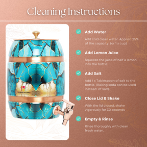 Teal Marble Hammered Copper Water Dispenser