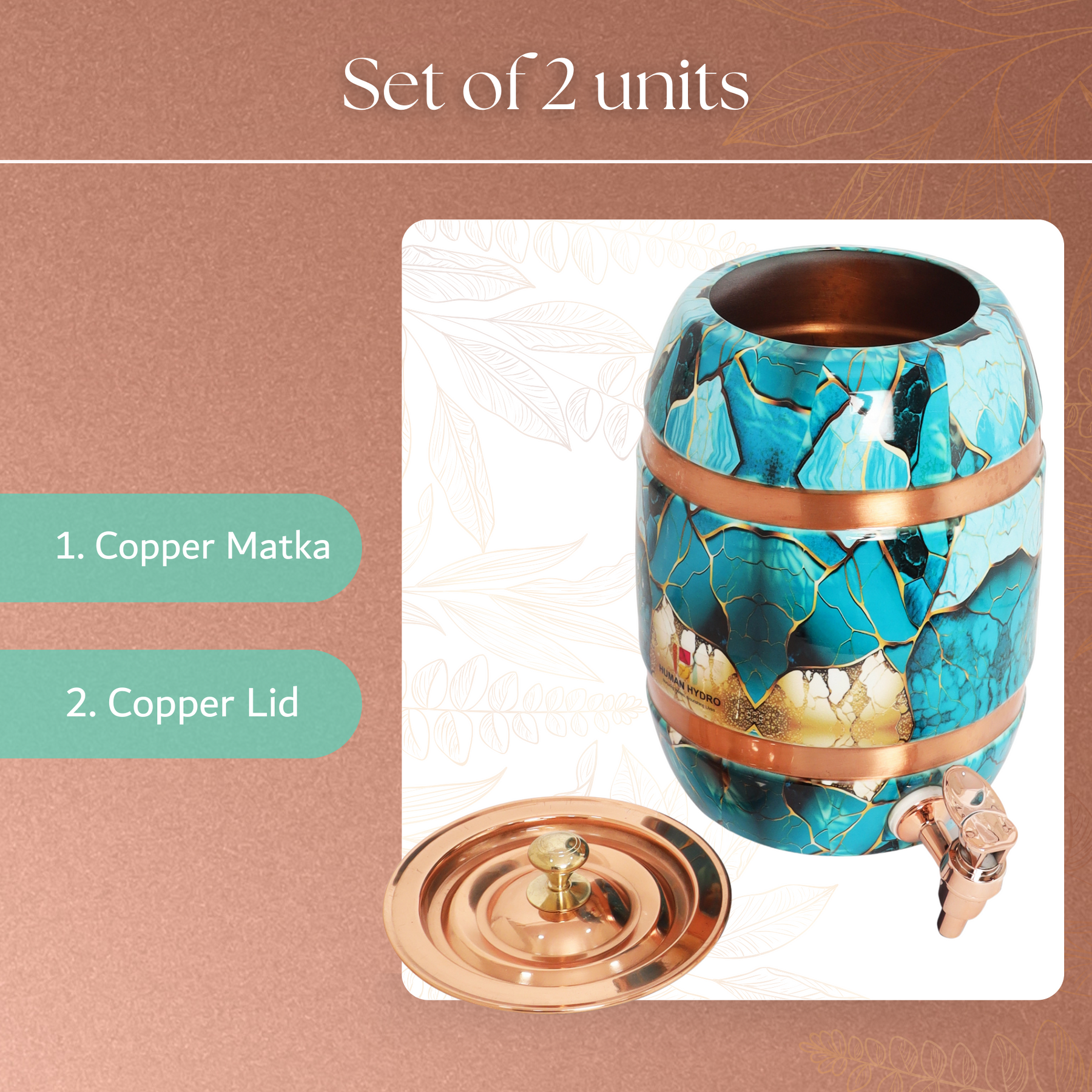 Teal Marble Hammered Copper Water Dispenser