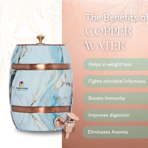 Blue Barrel Hammered Copper Water Dispenser