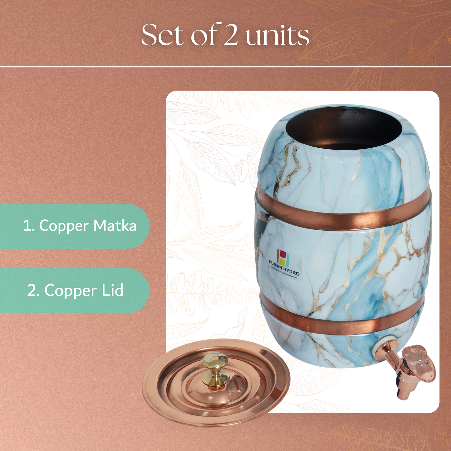 Blue Barrel Hammered Copper Water Dispenser