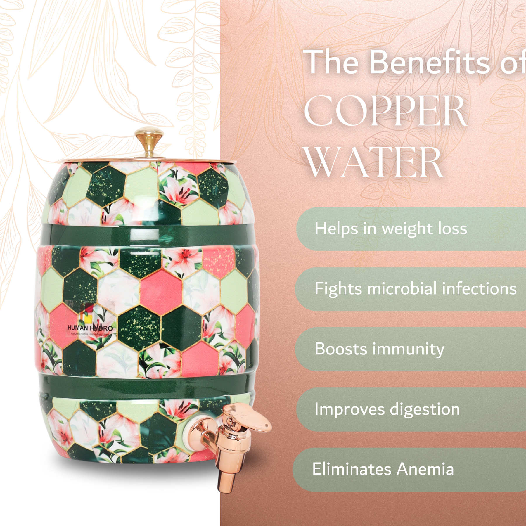 Honey Comb Hammered Copper Water Dispenser