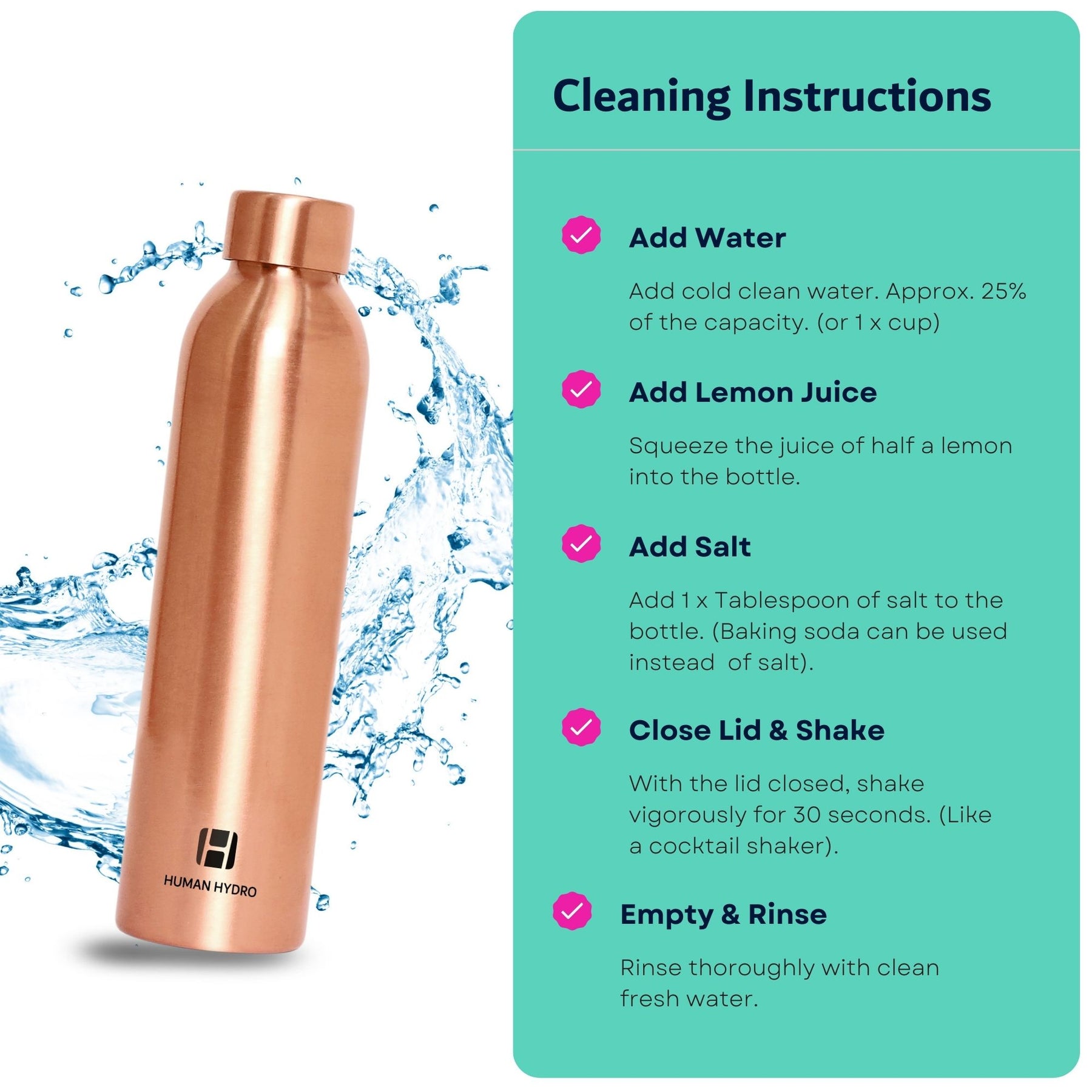 Human Hydro 100% Pure Copper Water Bottle