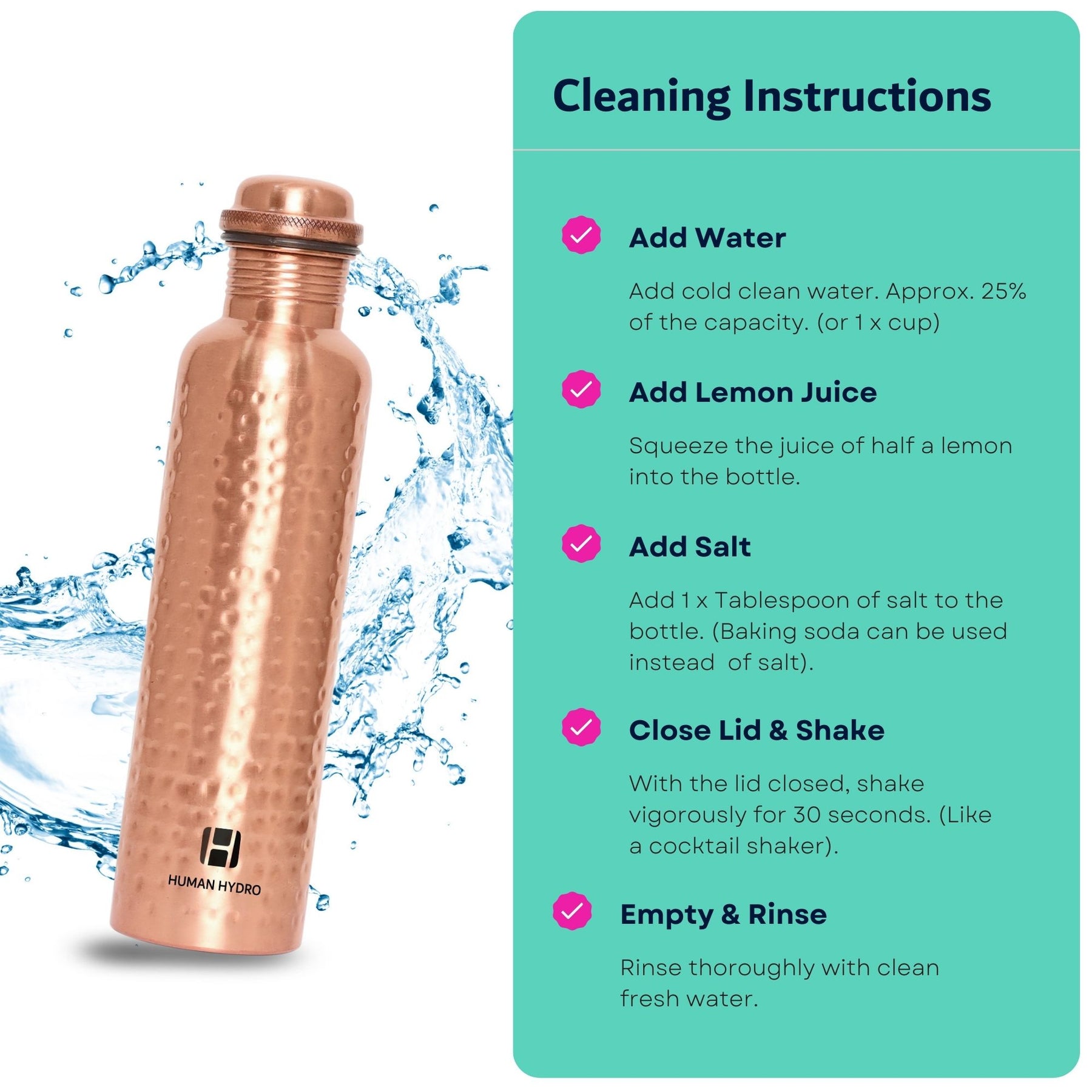 Human Hydro 100% Pure Copper Water Bottle