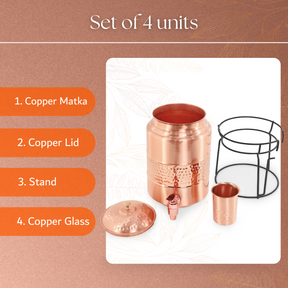 Natural Copper Flat lid Hammered Water Dispenser