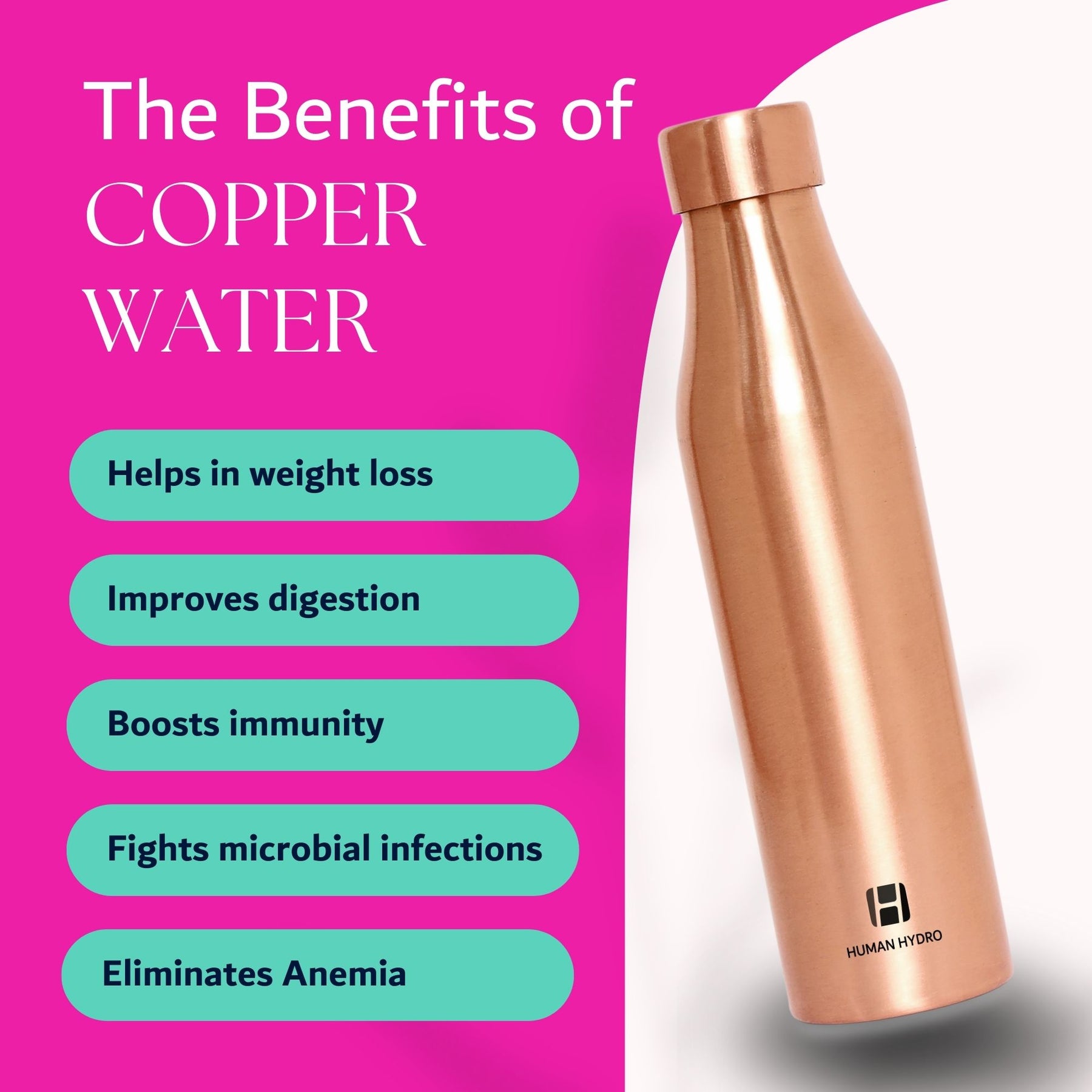 Human Hydro 100% Pure Copper Water Bottle