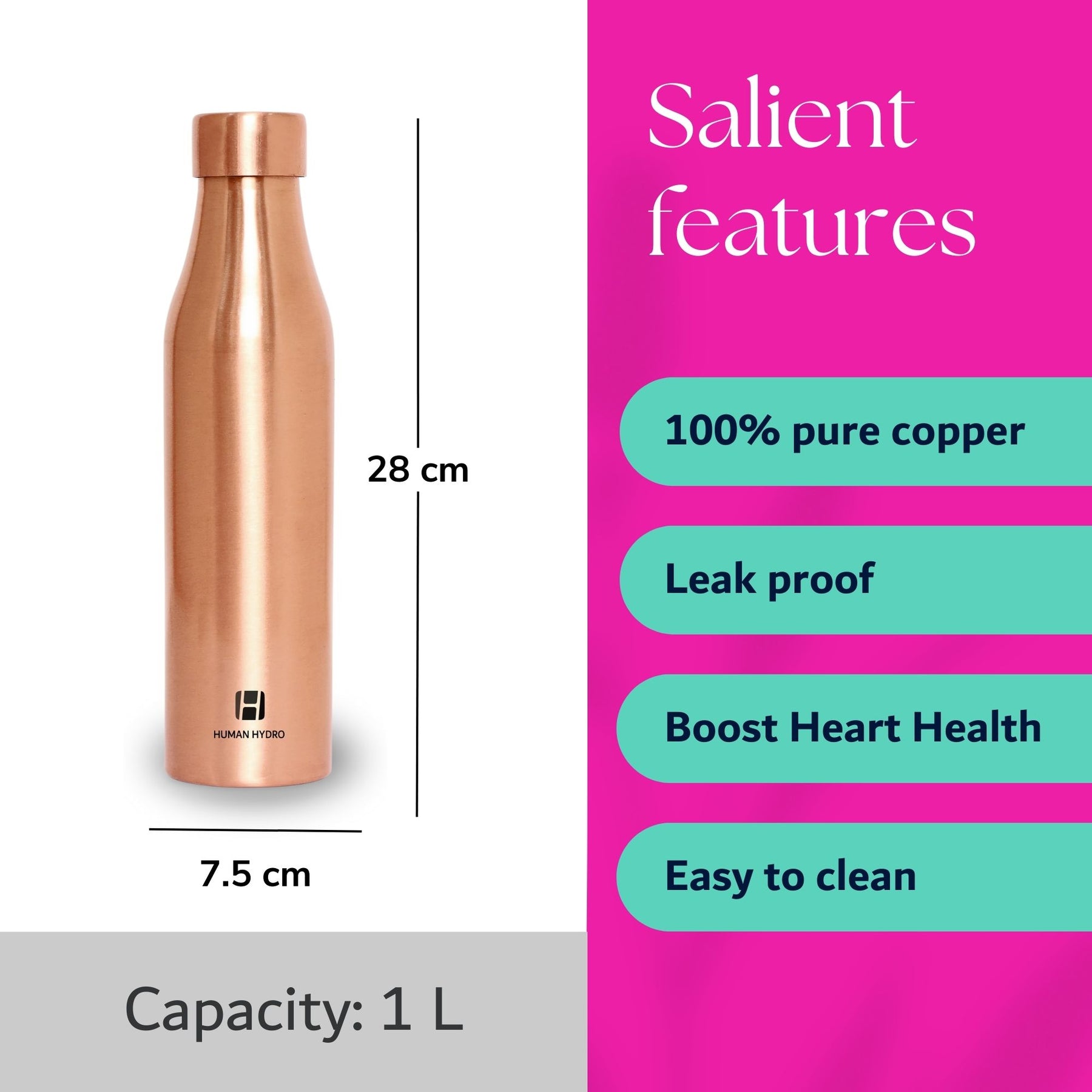 Human Hydro 100% Pure Copper Water Bottle