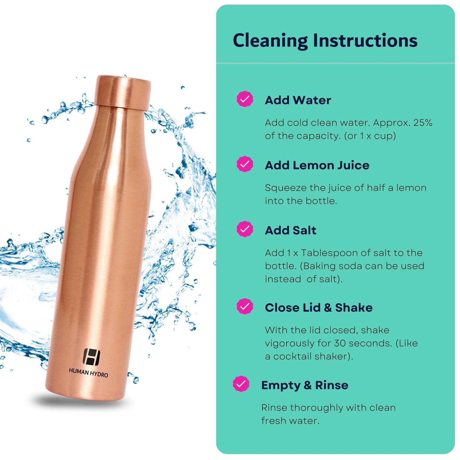 Human Hydro 100% Pure Copper Water Bottle