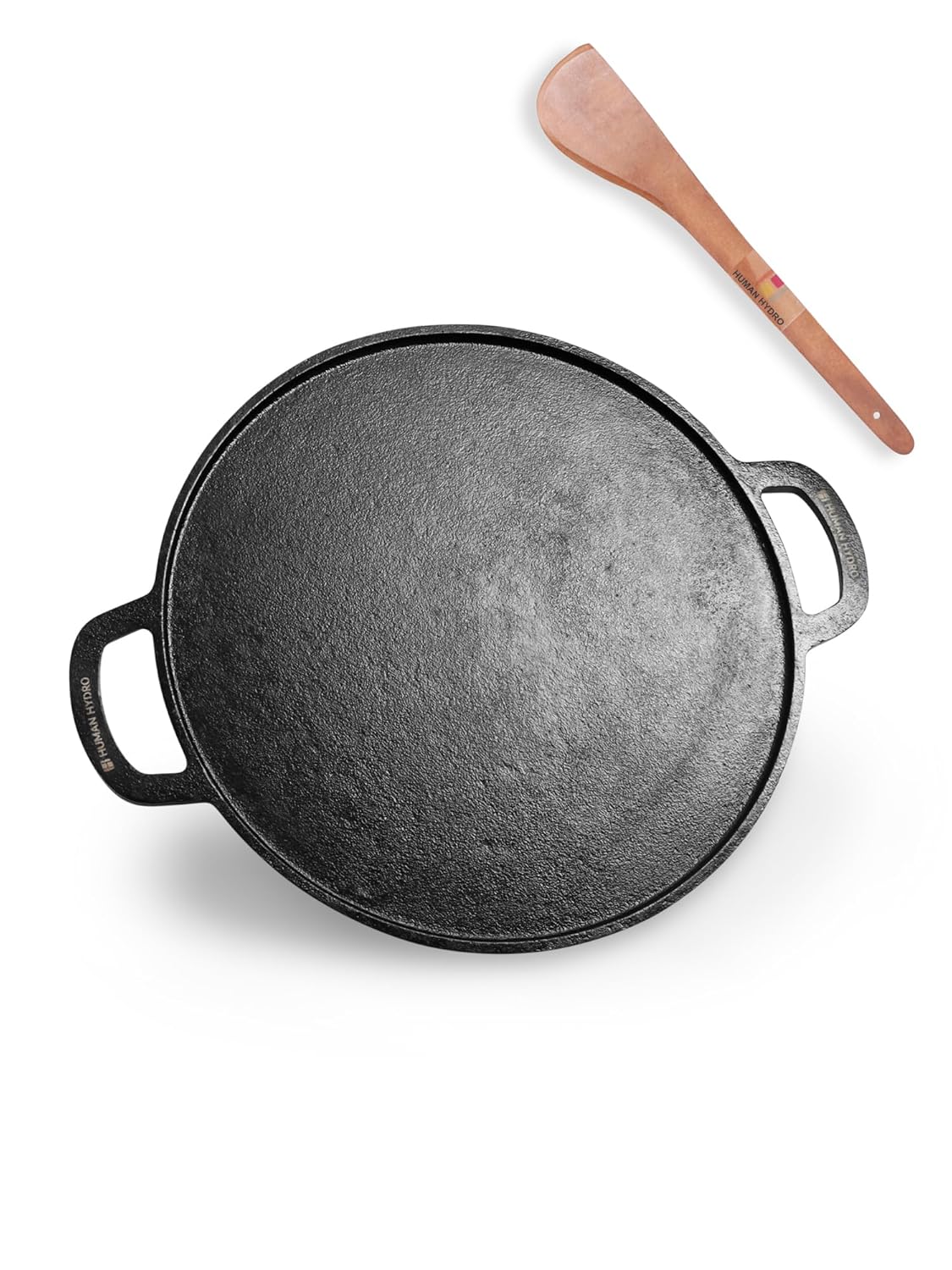 Human Hydro Pre-Seasoned Light Weight Cast Iron Tawa for Dosa/Chilla/Omelette | 30.5cm/12.1 inch, 2.4kg | Induction Friendly | Nonstick, Pre-Seasoned Tawa, 100% Pure & Toxin-Free, No Chemical Coating