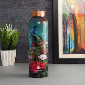 Human Hydro 100% Pure Copper Water Bottle With Meena Prints