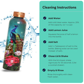 Human Hydro 100% Pure Copper Water Bottle With Meena Prints