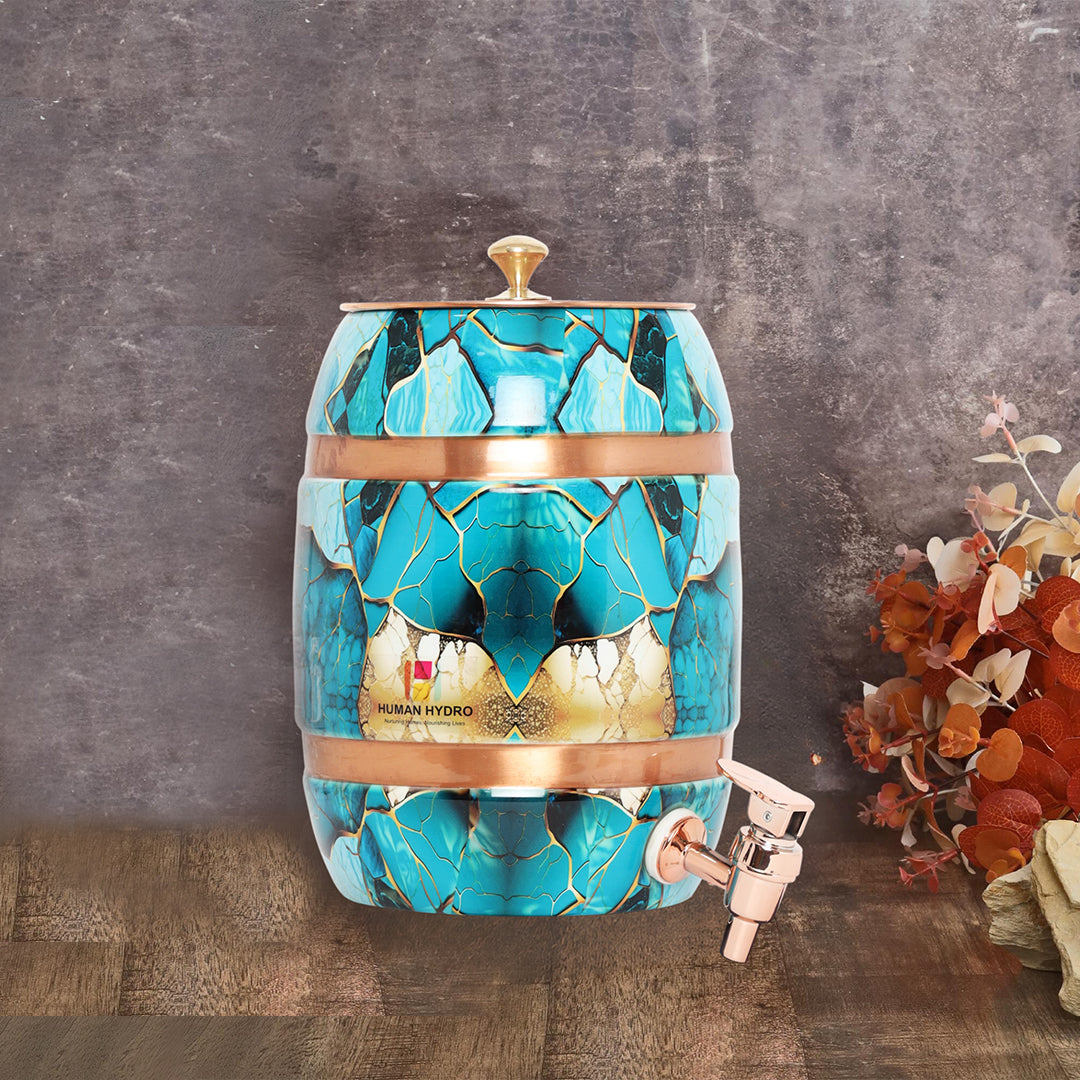 Teal Marble Hammered Copper Water Dispenser